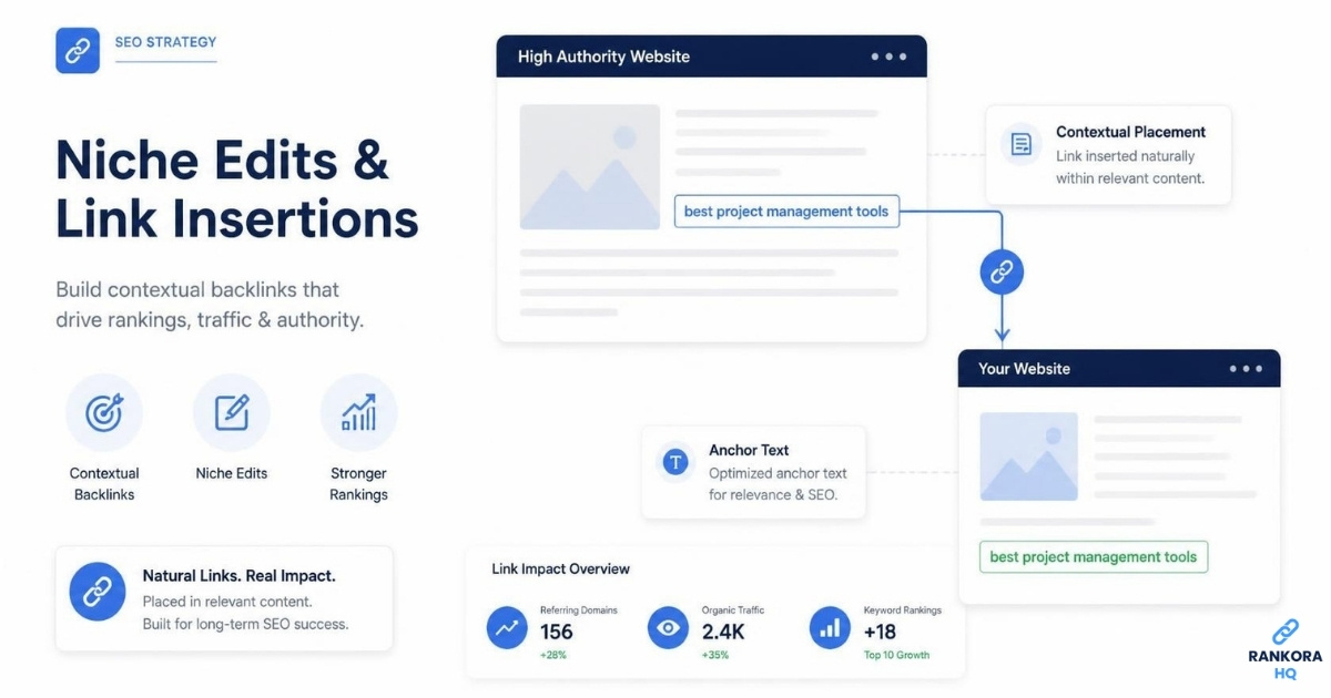 What are niche edits and link insertions in SEO